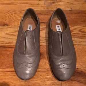Grey Leather Loafers